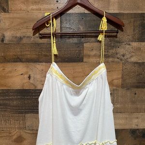 Lane Bryant 26/28 NWT Yellow White Tassel Tank Plus size